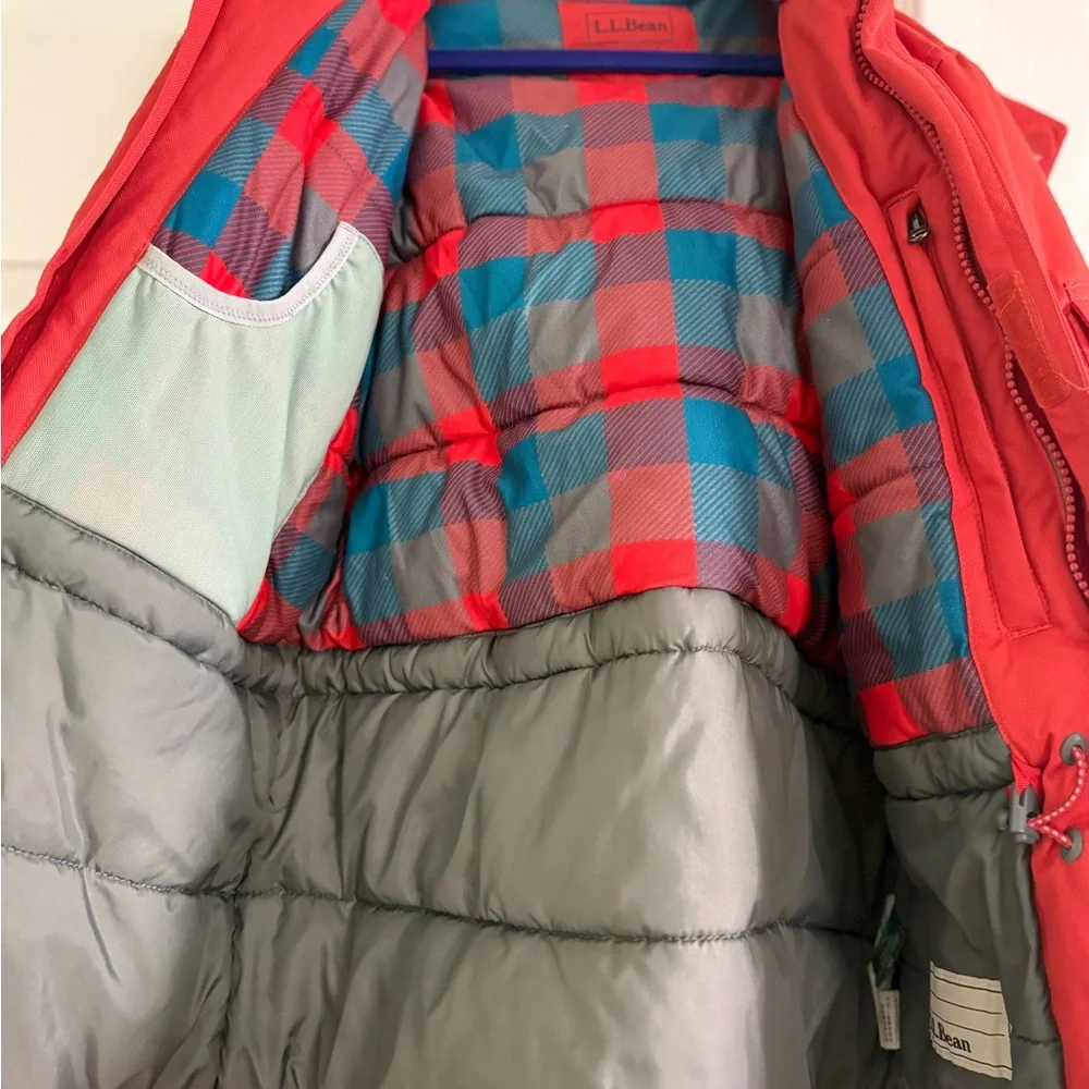 L.L. Bean Kids Jacket Red Fleece Lined Winter Coat Medium Warm Outdoor - Picture 4 of 5